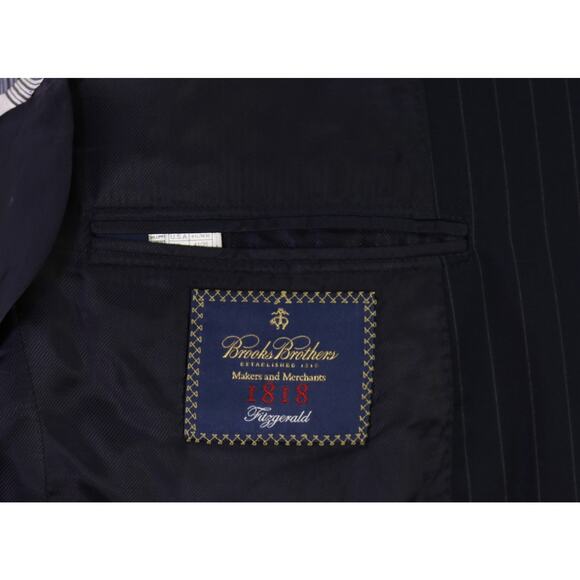 Brooks Brothers Fitzgerald Navy Blue Pinstripe Suit Blazer Jacket 41L - Picture 7 of 11